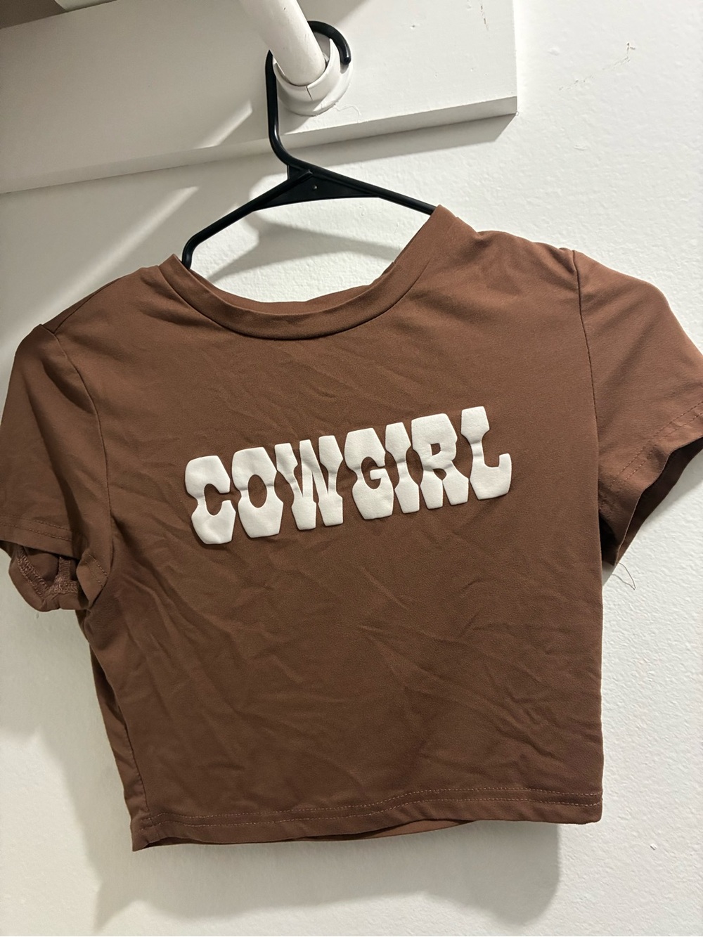 SHEIN Brown Cowgirl Graphic Crop Tee